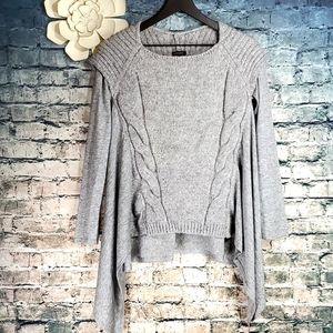 Cirana | Gypsy Boho Sharkbite Hem Gray Chunky Cable and Fine Knit Tunic